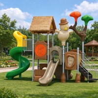 Structure de jeu extérieure pour maternelle avec toboggan, cadre en acier galvanisé 7,0 x 5,0 x 4,8 m, pour parc préscolaire