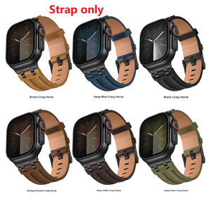 Bracelets de montre en cuir de première qualité pour Apple Watch Ultra 2 49 mm, séries 11, 10, 9, 8, 46 mm, bracelet sport en cuir Crazy Horse - Product Image 2