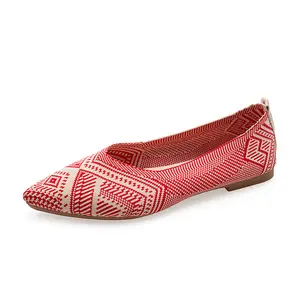 Hot Sale Lightweight Breathable Women's Shoes Pointed Toe Geometric Pattern Casual Flats