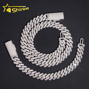 미국 신규 입고 12mm 925 실버 쿠반 링크 체인 모이사나이트 힙합 주얼리 남성용 아이스드 아웃 모이사나이트 다이아몬드 목걸이 - Product Image 2