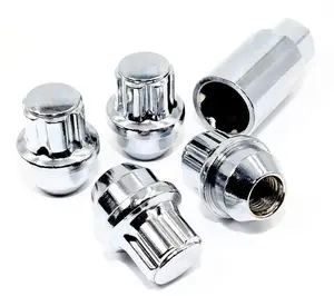 Set von 4 14x 1.5mm 1.7 zoll 44.5mm Length 22mm Hex Chrome Large Acorn Conical Seat Wheel Locks