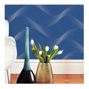 Hochwertige 3D-Wasserdichte geprägte PVC-Wandverkleidung blaue Welle moderner Katalog China Lieferant Wohnzimmer-Wandbild - Product Image 1