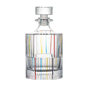 Nuevo diseño 1000 ml Premium Vertical Stripe Tequila Vodka Botella Whisky Decantador con fondo de base gruesa