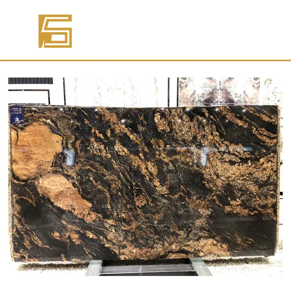 Brazil Magma Black Granite、Juparana Magma Gold Slab & Tile For Regal Kitchen Countertop