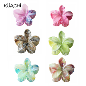 KUACHI Nouveau Design Vente en Gros Pince à Cheveux <span class=keywords><strong>Fleur</strong></span> en Marbre Tendance Été Hawaïen Accessoires Cheveux Femme - Product Image 1