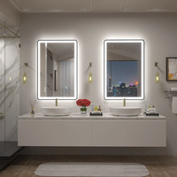 Miroir LED rectangulaire encadré mural anti-buée au design moderne