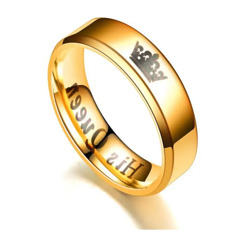 classic hot selling jewelry in stock cheap stainless steel her King his Queen couple rings
