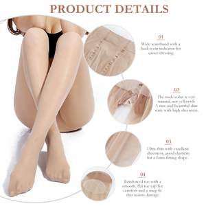 Pantimedias de Mujer Antideslizantes con Suela Adhesiva, Cintura Alta, Alta Elasticidad, Transpirables, Tejidas, Suaves y Delgadas - Product Image 1