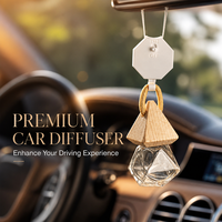 Diffuseur d'arômes suspendu en verre cristal géométrique minimaliste avec bouchon en bois naturel pour voiture et maison
