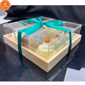 Plateau en bois multifonctions, pour bonbons, <span class=keywords><strong>Chocolat</strong></span>, noix, gâteaux, coffret acrylique, cadeau carré inachevé - Product Image 2