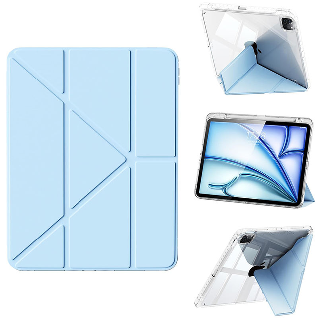 Y Shape Stand TPU Leather iPad Case Anti Drop Protective Cover With Pen Slot Portrait Landscape Support