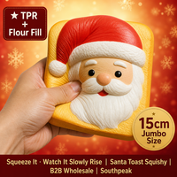 Southpeak Toy Santa Toast Squishy Jumbo TPR Flour Fill Slow Rising Christmas Squishy Toy Stress Relief 15cm PVC Box PDQ OEM WS