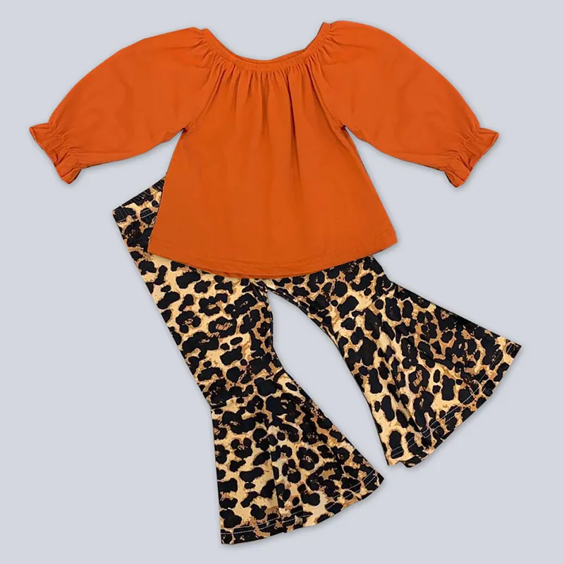 Оптовая продажа, новое осеннее поступление, наряды, Детская эксклюзивная одежда, дизайнерские штаны с леопардовым принтом для маленьких девочек