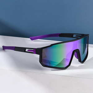 Sports Sunglasses PC Lens UV400 Anti Slip Outdoor Cycling Mountaineering Goggles Men's <b>Black</b> <b>Frame</b> Red Accent - Product Image 4