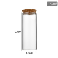 Flacon en verre borosilicate de 5 ml à 150 ml, petit tube à essai, flacon, bocal en verre pour bonbons, gommes, compléments alimentaires avec bouchon en liège