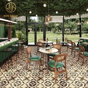 Muebles de Lujo para Restaurante de Comida Rápida, Mesa y Silla de Comedor Redonda de Piedra Sinterizada con Media Luna de Cuero para Pizza y Hamburguesas - Product Image 6