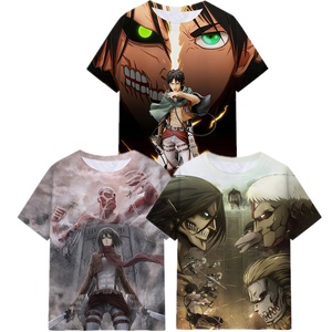 36 estilo de dibujos animados leche seda Material <span class=keywords><strong>Shingeki</strong></span> <span class=keywords><strong>No</strong></span> <span class=keywords><strong>Kyojin</strong></span> Mikasa Ackerman Rivaille Unisex <span class=keywords><strong>mujeres</strong></span> camiseta Anime hombres camisas para niños - Product Image 1