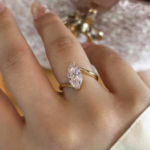 Desainer Merek Terkenal wanita 925 perak Sterling Marquise 6*12mm 5A cincin zirkonia pertunangan pernikahan Iced Out perhiasan cincin - Product Image 4