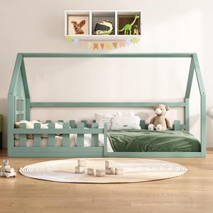<span class=keywords><strong>Letto</strong></span> <span class=keywords><strong>Montessori</strong></span> per Bambini a Forma di Casa 90 X 200 cm, <span class=keywords><strong>Letto</strong></span> a Terra con Protezione Anticaduta e Struttura a Doghe - Product Image 6