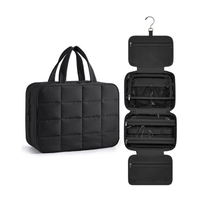 Bolsa de cosméticos de nailon acolchada duradera y ecológica, elegante patrón geométrico para artículos de tocador, bolsa de joyería, bolsa con cierre de cremallera