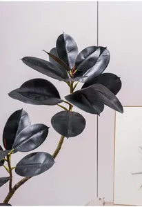 Grand arbre artificiel Ficus noir à feuilles larges pour la décoration intérieure de la maison et des hôtels - Product Image 5