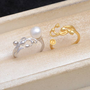 Anneau ouvert en argent S925, support d'accessoires, 7-8, finition mate sablée, DIY, anneau creux pour perle, 5639, ouverture ajustable - Product Image 2