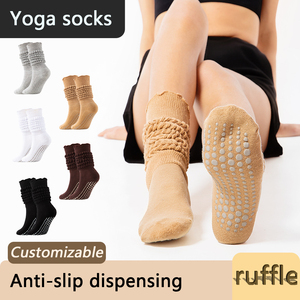 Chaussettes <span class=keywords><strong>de</strong></span> yoga à volants pour <span class=keywords><strong>femmes</strong></span>, antidérapantes, couleur unie, chaussettes <span class=keywords><strong>de</strong></span> Pilates, chaussettes antidérapantes pour la danse classique, la danse, le fitness, chaussettes <span class=keywords><strong>de</strong></span> compression - Product Image 1