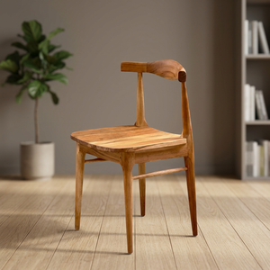 Chaise de salle à manger ergonomique en teck massif, dossier incurvé, design moderne pour la maison, le restaurant, l'hôtel, meubles de salle à manger - Product Image 2