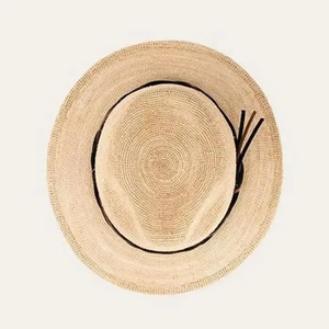 Breathable Wide Brim <b>Straw</b> <b>Fedora</b> for unisex, Classic Panama Sun Hat with Leather Trim, UV Protection Summer Hat for Travel - Product Image 3