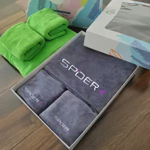 Оптовая продажа, набор полотенец из микрофибры 400 г/м2, набор банных полотенец из мягкого и приятного для кожи, настраиваемый логотип
