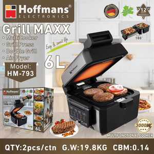 Hoffmans 6L MultiCooker 3000W 220V Température réglable 180° °   Double Grill Press <span class=keywords><strong>Air</strong></span> <span class=keywords><strong>Fryer</strong></span> avec écran LED, marmite électrique, Afrique de l'Ouest - Product Image 2