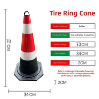 Cono de Tráfico de Goma Resistente de 70 cm con Película Reflectante de Panal de Abeja, Cono de Seguridad Vial de Alta Visibilidad para Construcción de Carreteras
