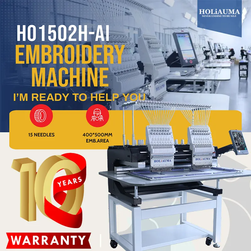 10 anos de garantia do motor HOLiAUMA fábrica Nova tecnologia AI 2 cabeça bordado patch máquina preço qualidade melhor do que SWF Barudan