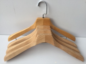 Porte-vêtements en bois et fer multifonctionnel, finition brillante, avec crochets et barres, écologique, classique, simple niveau, pour vestes, chemises et costumes, vente en gros - Product Image 3