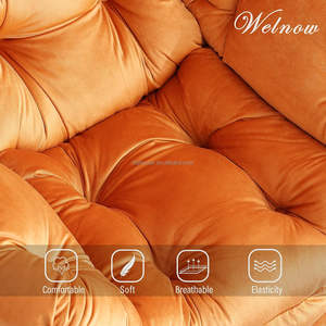 Zeitgenössische moderne orange Freizeit Einzels ofa Set gepolstert Wohnzimmer Schlafzimmer Lounge Möbel mit Ottomane zum Essen - Product Image 3