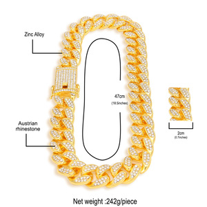 Chaîne cubaine HipHop 20 mm, style Miami, plaqué or, bijoux de rappeur, vente <span class=keywords><strong>en</strong></span> gros, dropshipping - Product Image 6