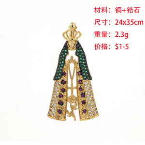 Fede zircone pavé strass vergine maria ciondoli religione <span class=keywords><strong>padrino</strong></span> disegno collana ciondoli - Product Image 4