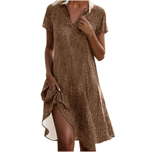 <span class=keywords><strong>Vestido</strong></span> elegante de verano con temperamento para mujer, informal, holgado, con cuello en V, manga corta, estampado, camisa de <span class=keywords><strong>lunares</strong></span>, <span class=keywords><strong>vestido</strong></span> con botones de encaje Y2K - Product Image 5