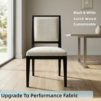 Chaise de salle à manger empilable en bois massif scandinave noir et blanc contrasté avec option tissu imperméable