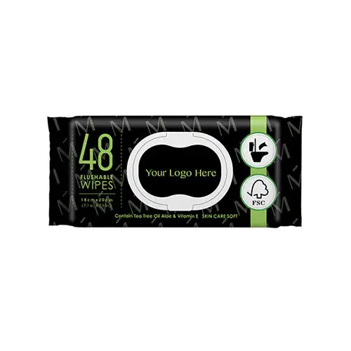 48ct Unscented Customizable Mini Flushable Adult Wet Wipes With Vitamin And Aloe