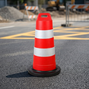 Wesure <b>Safety</b> Traffic Barrel Barrier 570mm Plastic Rubber Base <b>Roadway</b> Delineator Post High-Intensity Prismatic Reflective 36in - Product Image 3
