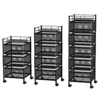 Organisateur de rangement en fil métallique empilable pour cuisine et salle de bain, paniers rotatifs pour fruits et légumes, roulettes, rangement alimentaire