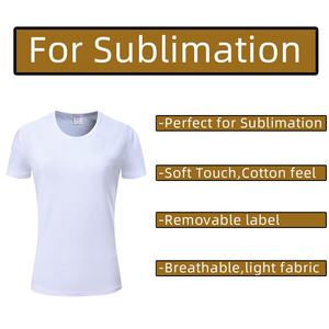 Polyester Sublimation t Shirt for Women Cotton Feel Us Warehouse 100% Polyester Blank <b>White</b> T-shirts for Sublimation Printing - Product Image 5