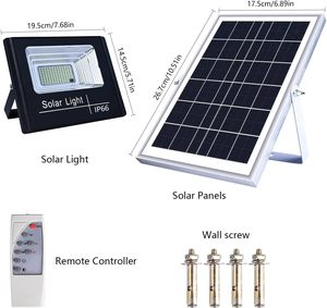 ไฟสปอร์ตไลท์ LED พลังงานแสงอาทิตย์แบบภายนอก 40W 60W 100W 200W 300W  วัสดุอะลูมิเนียม กันน้ำ IP67 แบตเตอรี่ LiFePO4 มุมลำแสง 120 องศา พร้อมรีโมทคอนโทรล สำหรับสวน - Product Image 2