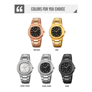 Montre chronographe ronde pour homme, montre-bracelet de luxe en acier inoxydable, montre à quartz étanche 30M - Product Image 3