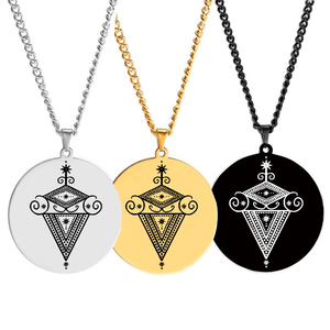 Veve La Sirene Voodoo Yemaya Símbolo Loa Sigilo <span class=keywords><strong>Mami</strong></span> Wata Espíritu Mágico del Agua Talismán Amuleto Collar con Colgante de Acero Inoxidable - Product Image 1