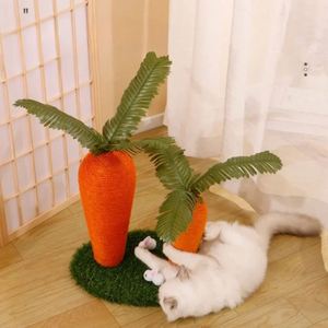 Arbre à chat en bois de luxe avec support à carottes et sisal cadre rampant mignon pour la maison et jouets amusants accessoire pour animaux de compagnie pour chats - Product Image 5