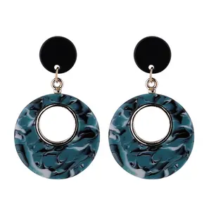 Acrylic Resin Oval Dangle Earrings Bohemian Geometric Party Hanging Chandelier Women Jewelry Hoop Earrings