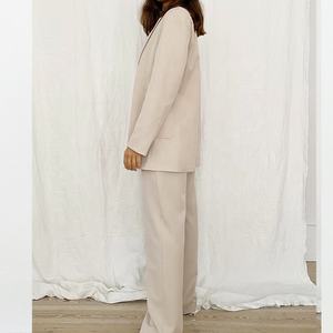 <span class=keywords><strong>Traje</strong></span> <span class=keywords><strong>de</strong></span> Lino para Mujer, Blazer Cruzado con Pantalones, Trajes <span class=keywords><strong>de</strong></span> Negocios para Mujer, Blazer <span class=keywords><strong>de</strong></span> Lino Extra Grande - Product Image 6