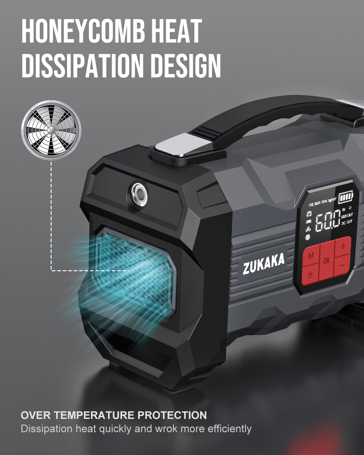 Zukaka 20000mah Portable Power Bank Car Jump Starter With Led